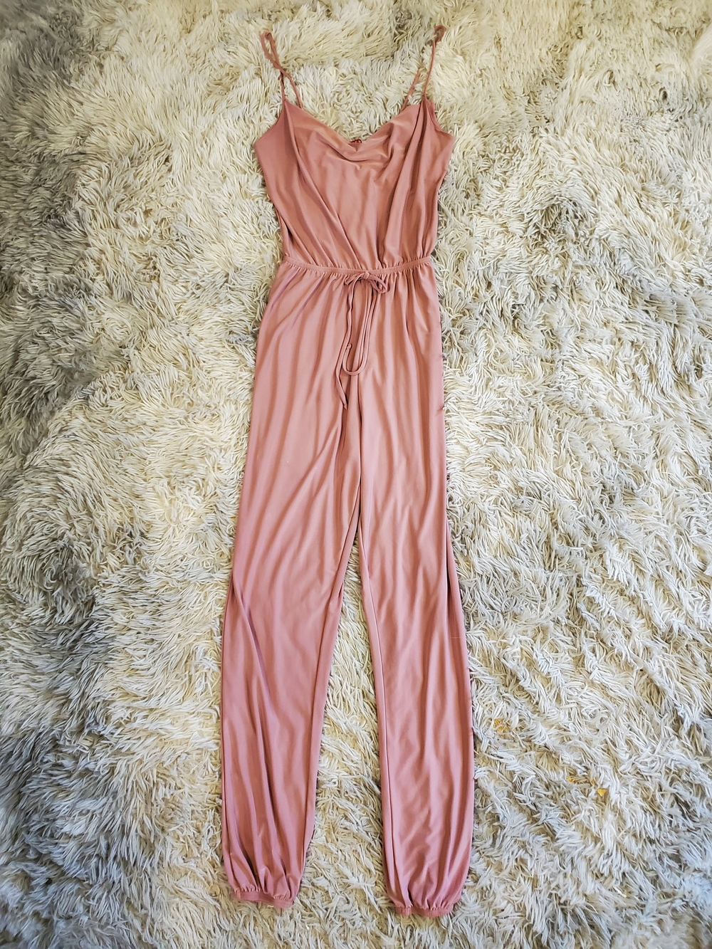 Guess Dusty Rose Sleeveless Jumpsuit with Drawstring Waist